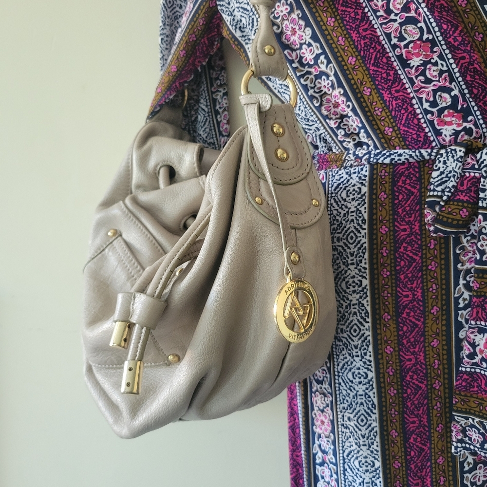 Adrienne Vittadini Leather Drawstring Handbag Bag